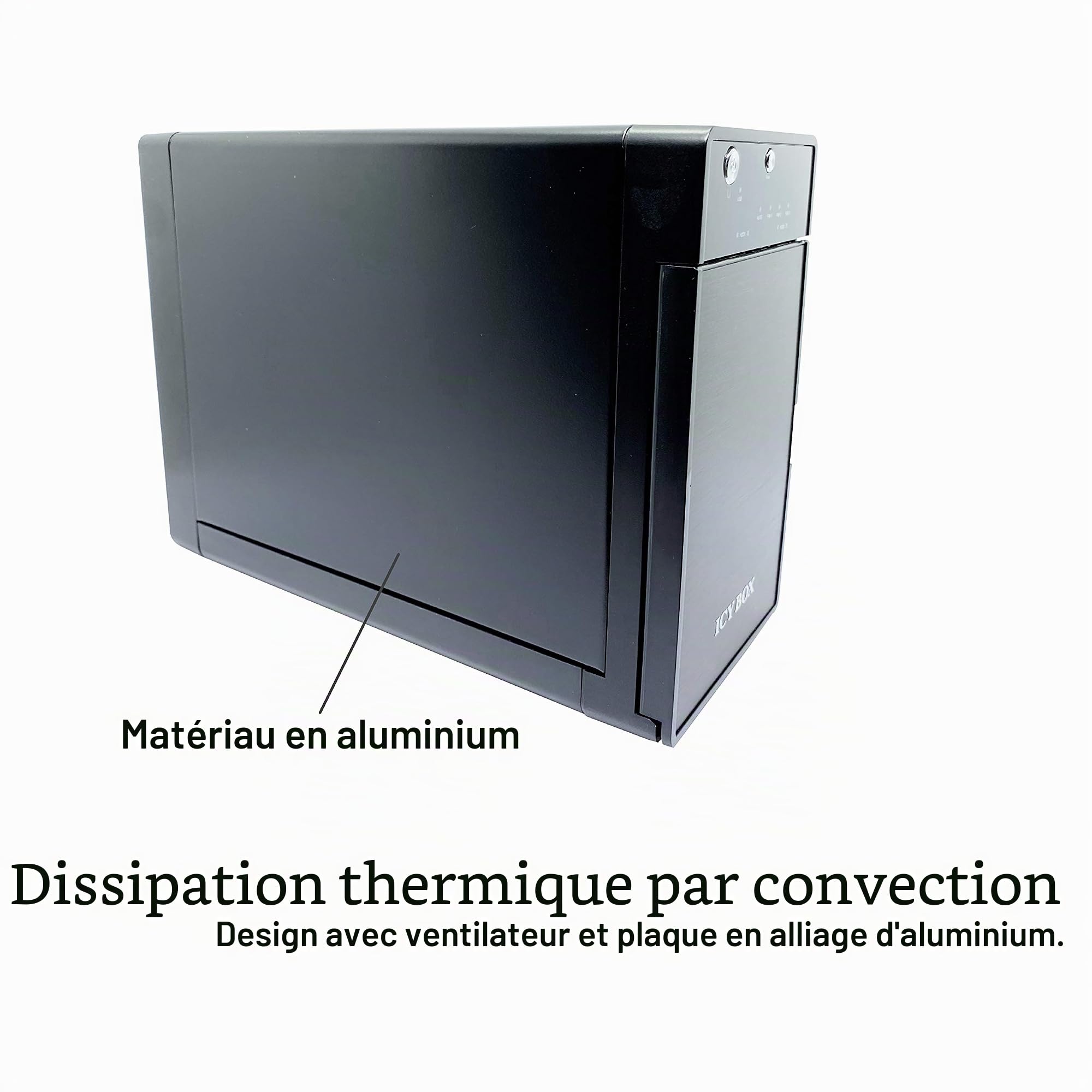 ICY BOX Boîtier externe 2x (Raid 0/1, Single, JBOD) pour 2x disques durs 3, 5 pouces SATA I, II, III, Connexion USB 3.0 (UASP) & eSATA, Ventilateur Smart, IB-RD3620SU3