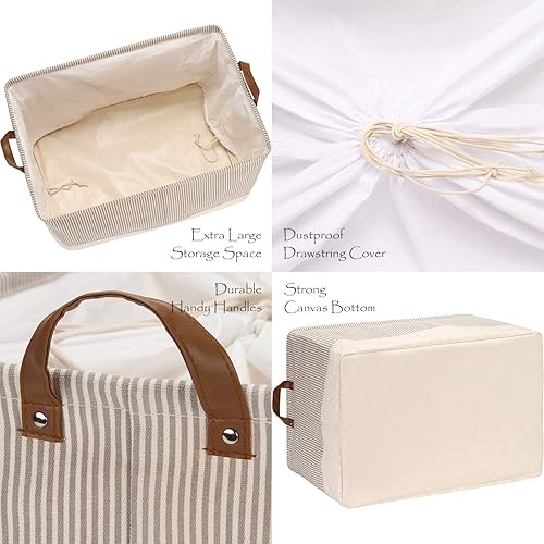 Miniatura 5 de Hinwo Cesta de almacenamiento de gran capacidad de 70 litros con asas, contenedor de almacenamiento de tela de lona, caja de almacenamiento