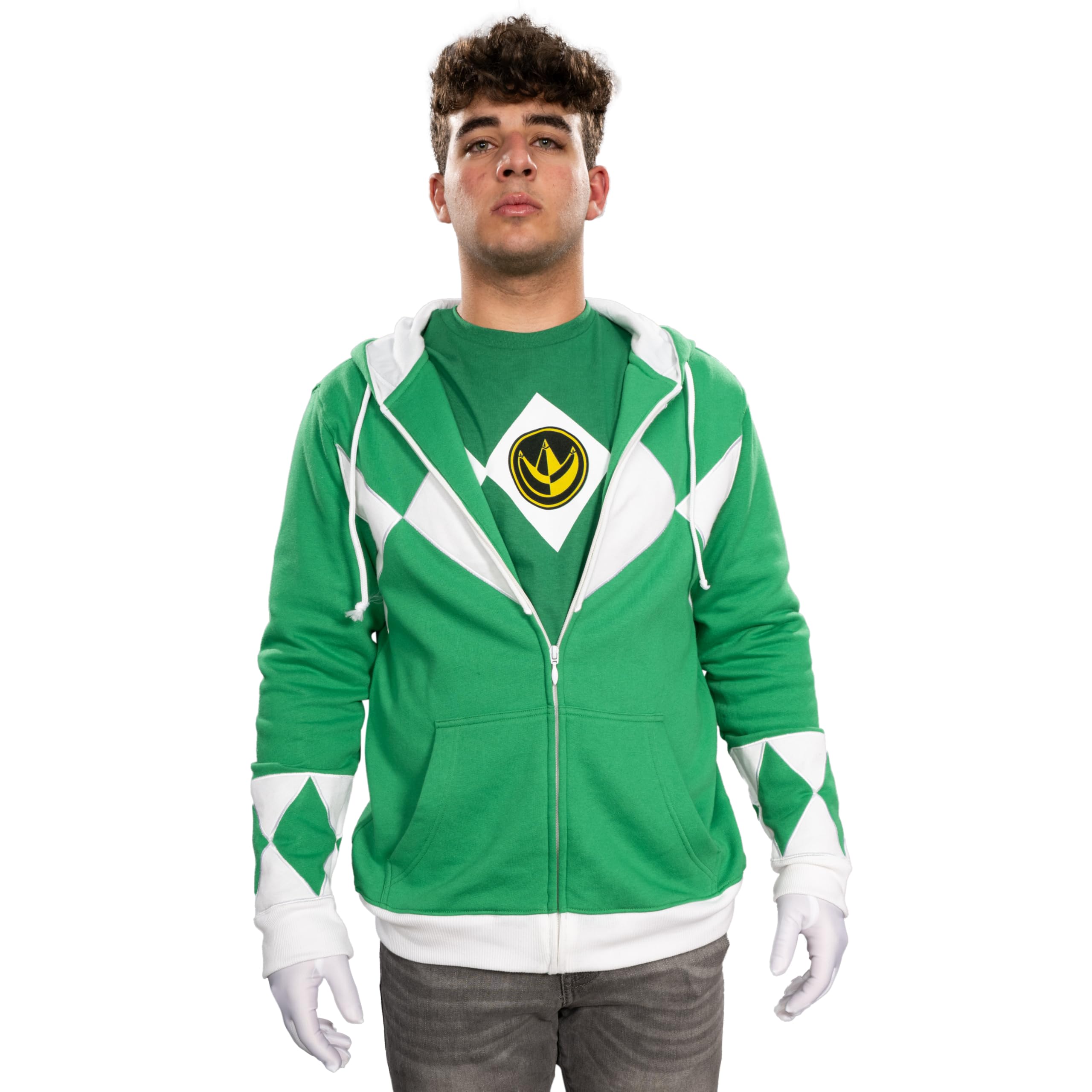 Power Rangers Green Hooded Costume Sweatshirt (Adult Large)
