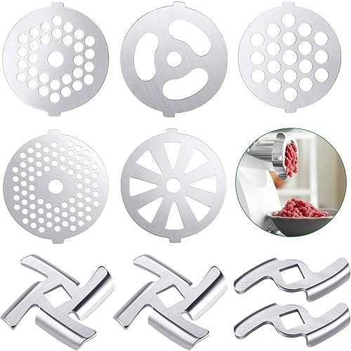 Mudder 9 Pieces Meat Grinder Blades Plate Discs Stainless Steel