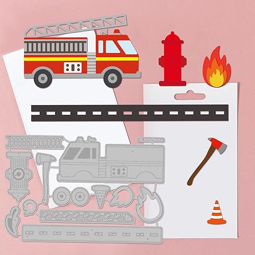 Miniatura 3 de GLOBLELAND Troqueles de corte de camiones de lucha contra incendios, herramientas de lucha contra incendios, plantilla de acero al carbono, tema de