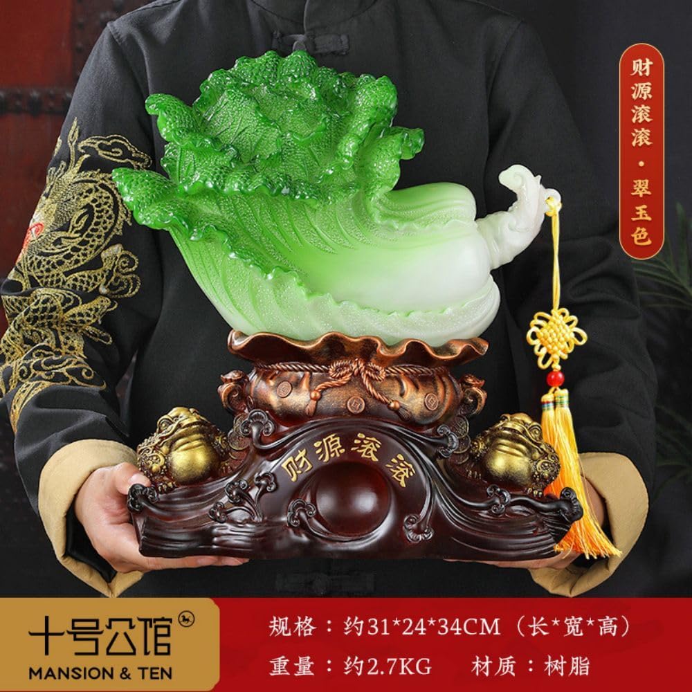 福到财到白菜招财葫芦 Brass Gourd for Feng Shui, Hu Lu/Office Bedroom Ornaments 摆件家居客厅 Living Room Office Bedroom Ornaments 玄关酒柜装饰乔迁新居开业礼物 - U1285