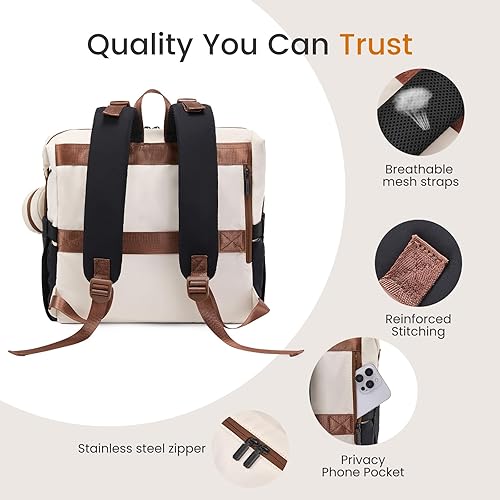 Miniatura 6 de LOVEVOOK Mochila para pañales, bolsa de bebé con cambiador, mochila impermeable para pañales para mamá papá, linda bolsa de mamá para niño y niña,