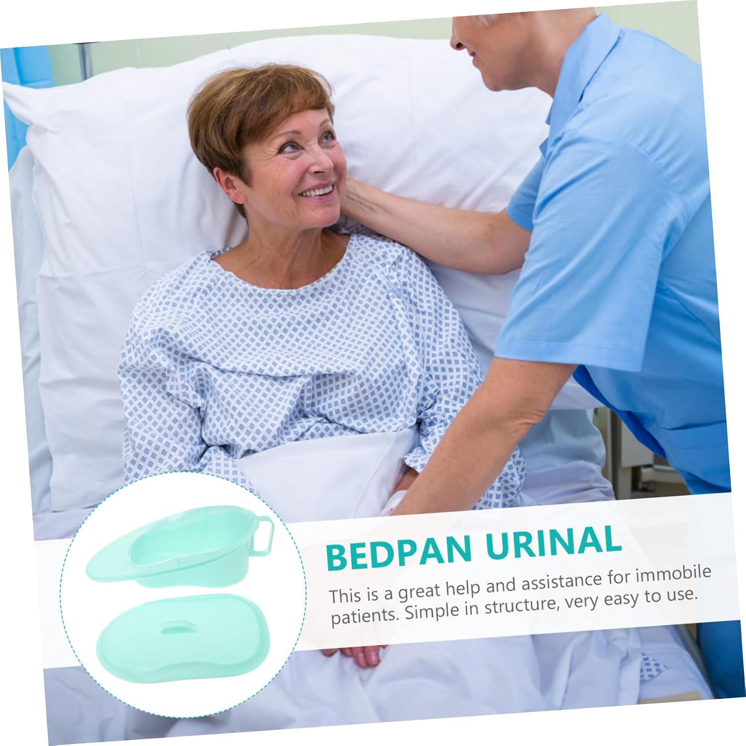 Handled Horizontal Bed Pan for Elderly Plastic Nursing Urinal Grip for Bedridden Patients and Pregnant Women Easy to Use Bedside Toilet