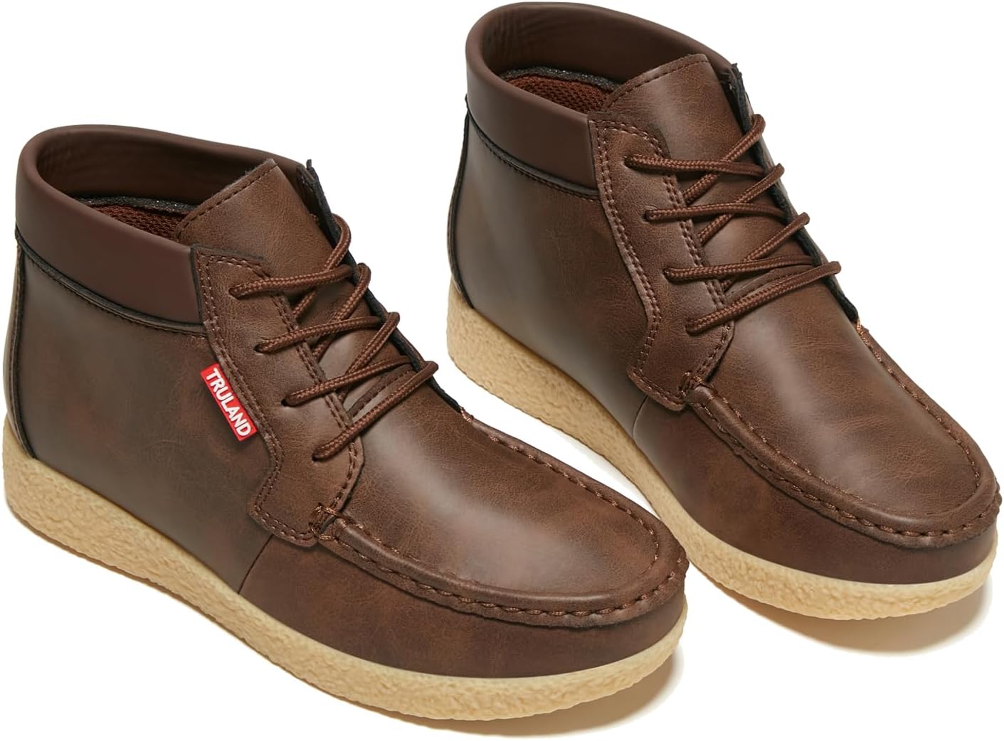 TRULAND Womens Ankle Boots - Leather Moc Toe Chukka Boots for Women, Classic Lace Up Desert Booties, Casual Fall Short Boots
