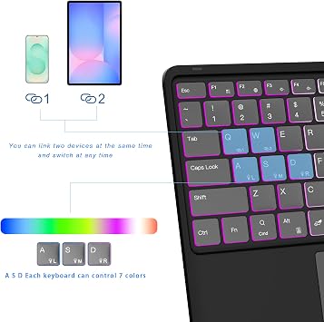 for Samsung Galaxy Tab S10 FE+ Plus 13.1 inch 2025 Trackpad Keyboard Case | 7 Colors RGB Backlit, Smart Touchpad, Dex Key, Detachable Rechargeable, Pen Holder, TPU Protective Cover, Portable for Travel