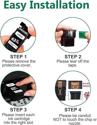 Miniatura 5 de WIZINK 63XL 63 XL Cartuchos de tinta de repuesto para HP Ink 63 para Envy 4510 4520 4512 OfficeJet 3830 4650 5200 Deskjet 1112 2132 3630 (2 negro)