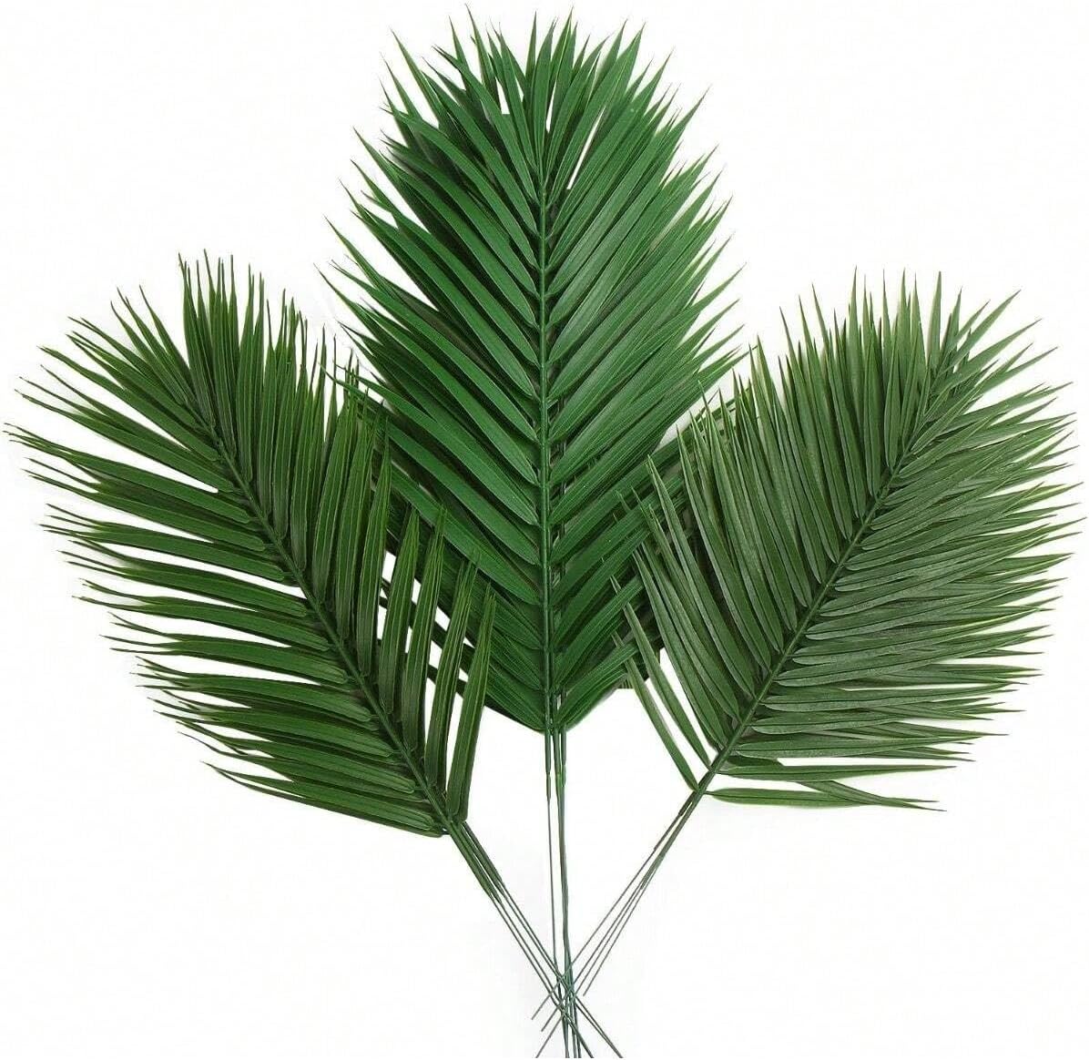 12 PCS Artificial Palm Leaves, Assorted Sizes Faux Large Palm Fronds