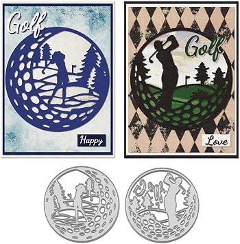 WADORN 2Pcs Golf Sports Metal Cutting Dies Stencils, Golf Scene Carbon Steel Cutting Die Set for DIY Scrapbooking Making Golfman Golflady Embossing Template for Photo Album Paper DIY Crafts
