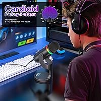 Vista 6 de ZealSound Micrófono USB para iPhone, micrófono condensador de cancelación de ruido con silencio táctil, ganancia, eco, monitoreo, RGB para iPad, PC