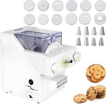 Automatic Cookies Making Machine, Electric Cookie Press Set, 50-60 RPM Biscuit Form Maker with Replaceable Discs and Icing Tip, for Cake Dessert DIY Maker and Decoration