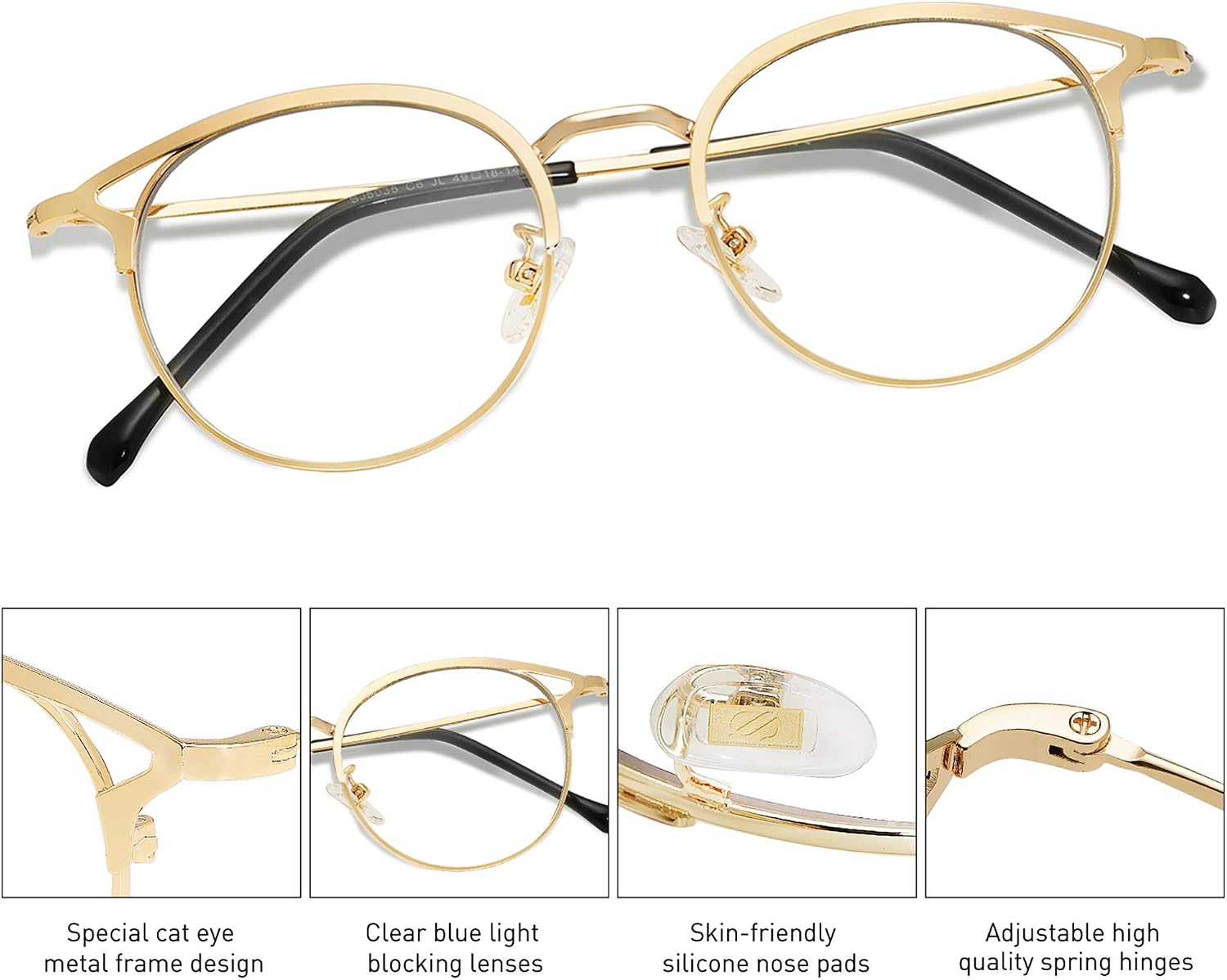 SOJOS Blue Light Blocking Glasses Small Cat Eye Women Computer Eyeglasses Oasis SJ5035