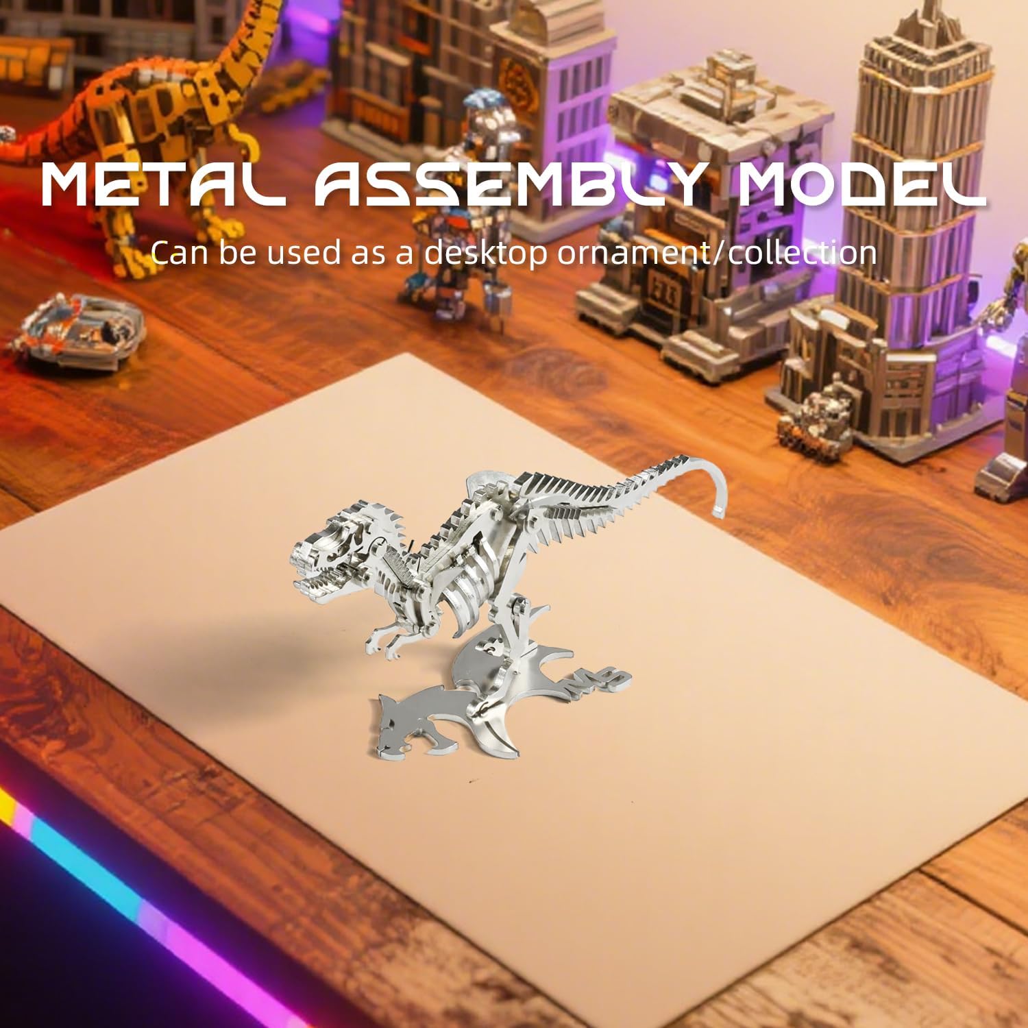 T.rex 3D Metal Puzzle Dinosuar Model for Adults, DIY Dinosuar Skeleton Building Model Kit, Immersive Creative Puzzle Model for Men or 3D Building Enthusiasts Gift