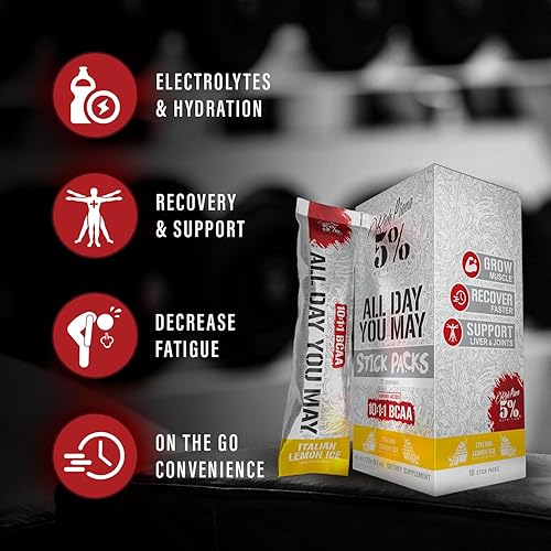 Miniatura 7 de Rich Piana 5 Nutrition AllDayYouMay BCAA Powder  Aminoácidos prémium intra y post-entrenamiento EAA electrolitos hidratación resistencia