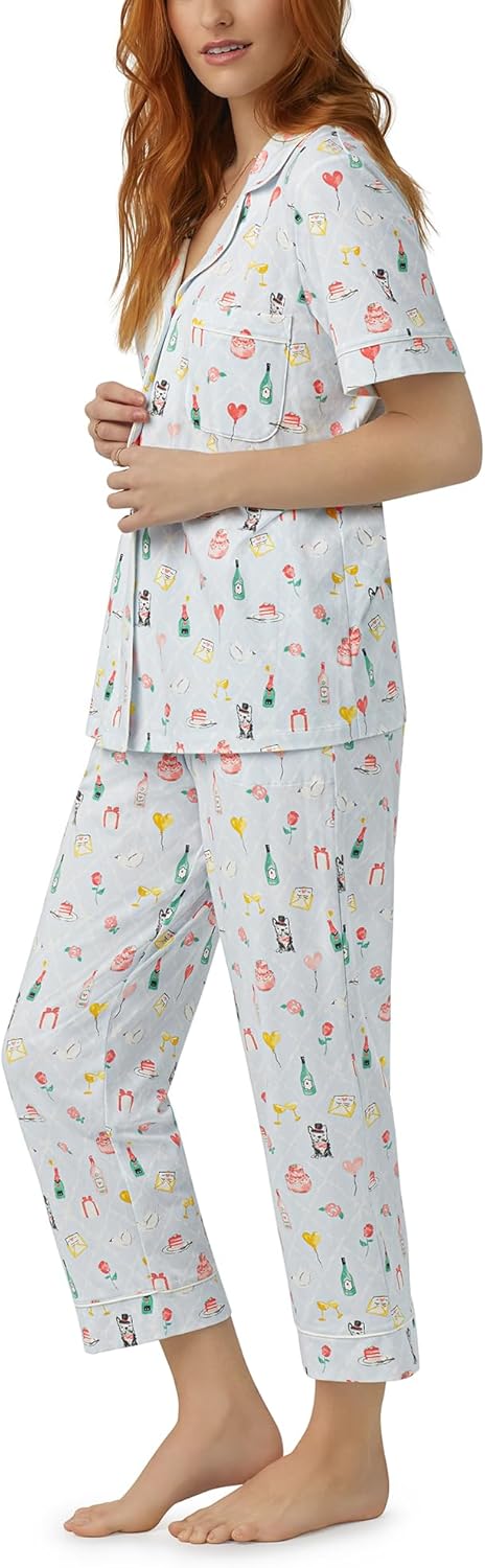 BedHead - S/S Stretch Jersey Cropped PJ Set - Wedding Party - Large