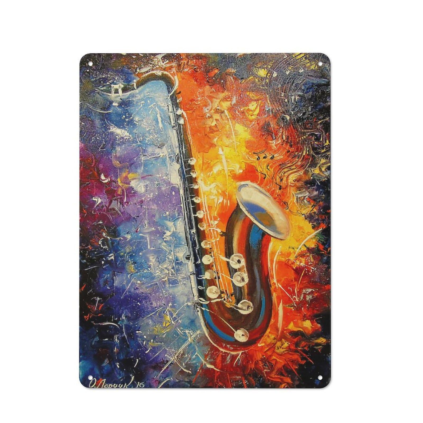 Junmoney Saxophone Rustic Metal Sign 40X30cm For Guest Room Or Hallway, Suited To Hallway Wall Decor Fans