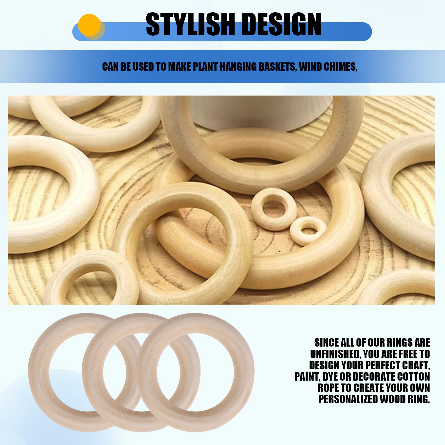 100 Anneaux En Bois 55mm Ksrnsne - Pour DIY/Décoration - Naturels Non Peints - Artisanat Créatif