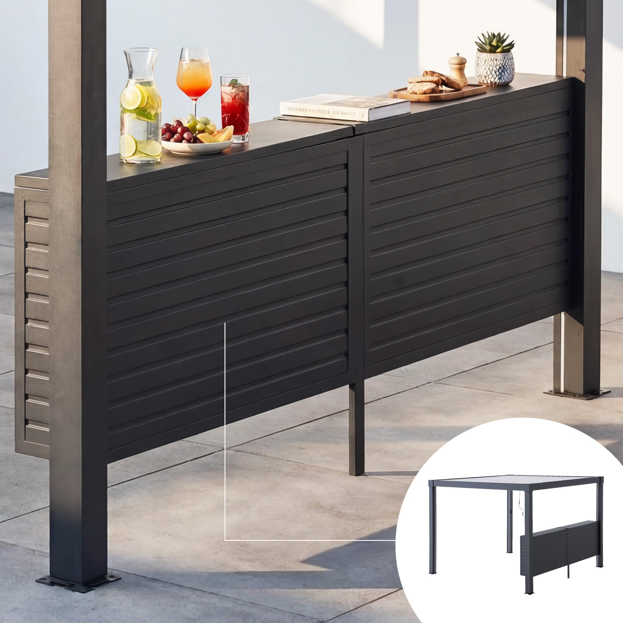 SUNJOY Półka Barowa do Altany, Konstrukcja Aluminiowa z Powłoką Proszkową, do Altany Ogrodowych o Boku 3 m