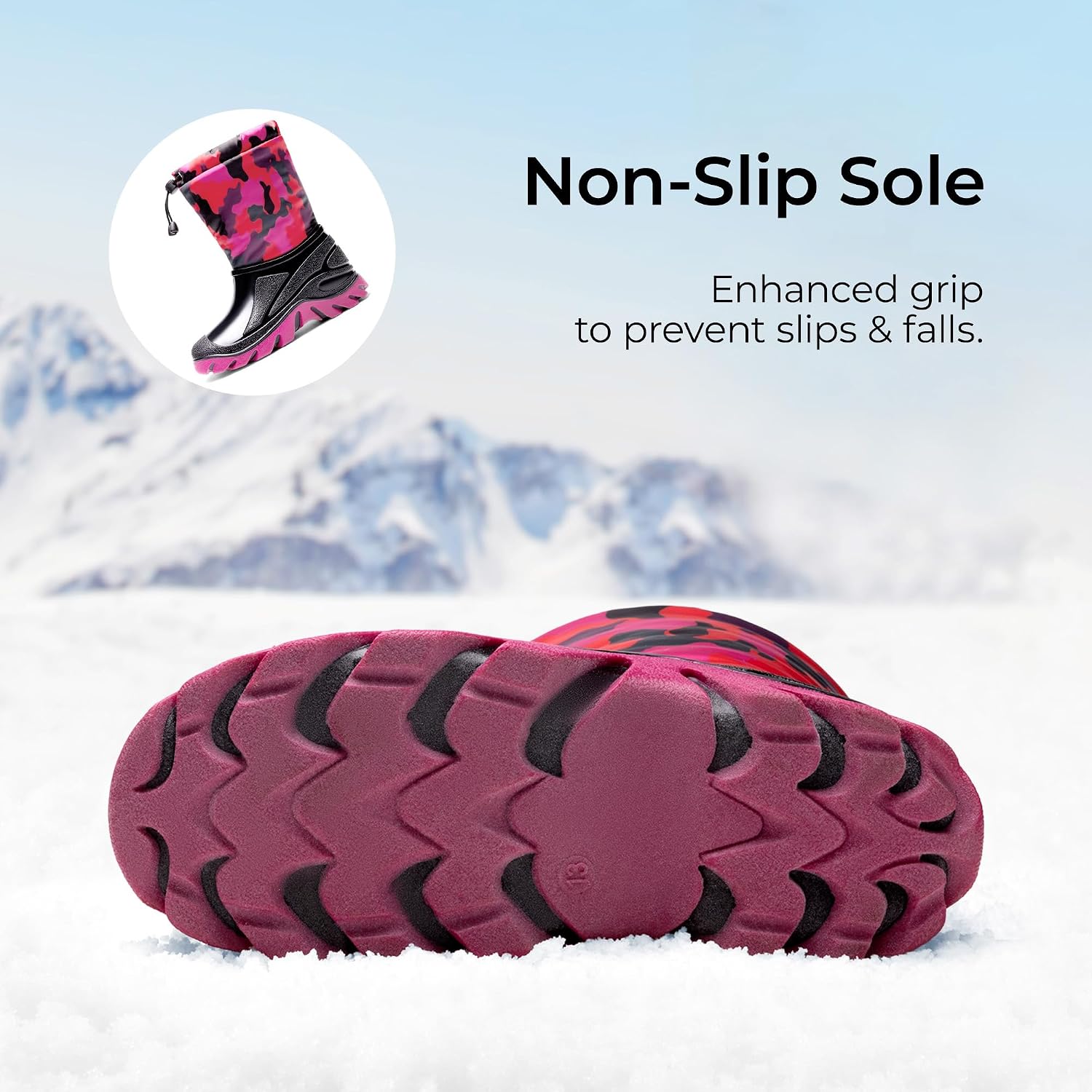 DREAM PAIRS Boys Waterproof Snow Boots, Camo - Image 5