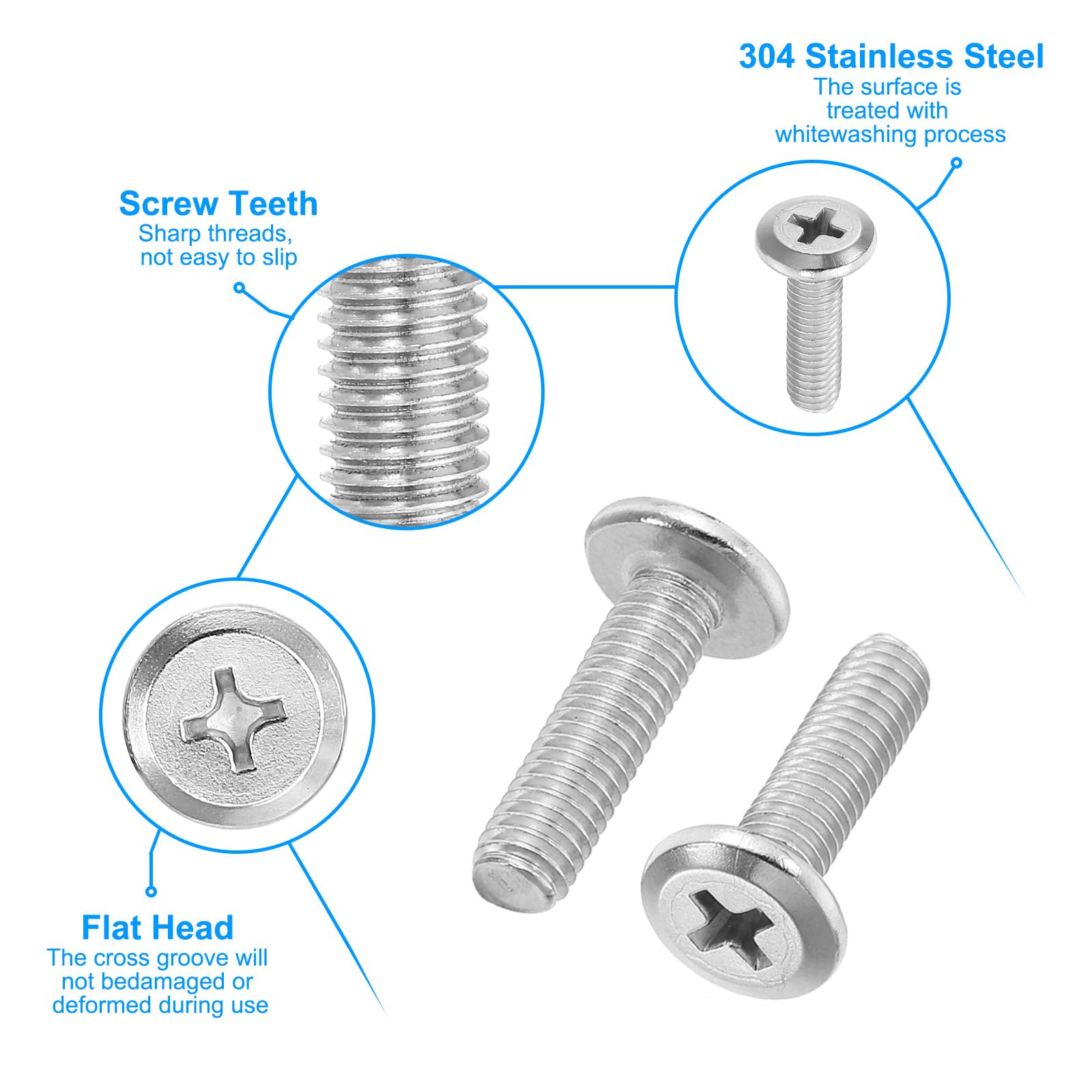 PATIKIL Round Head Phillips Screws, 30 Pack M5-0.8 x 18mm 304 Stainless Steel 18-8 Full Thread - Image 3