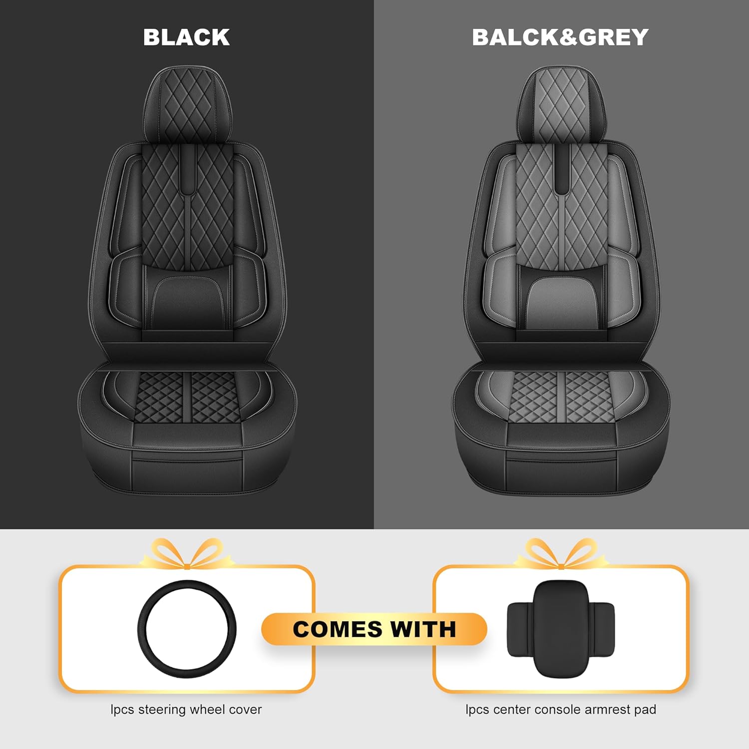 YORKNEIC RAV4 Seat Covers, 1:1 Custom Fit for Toyota RAV4 2 Front Set 2019 2020 2021 2022 2023 2024 2025 LE, XLE, XLE Premium, Limited,Base Faux Leather Seat Covers (Black)