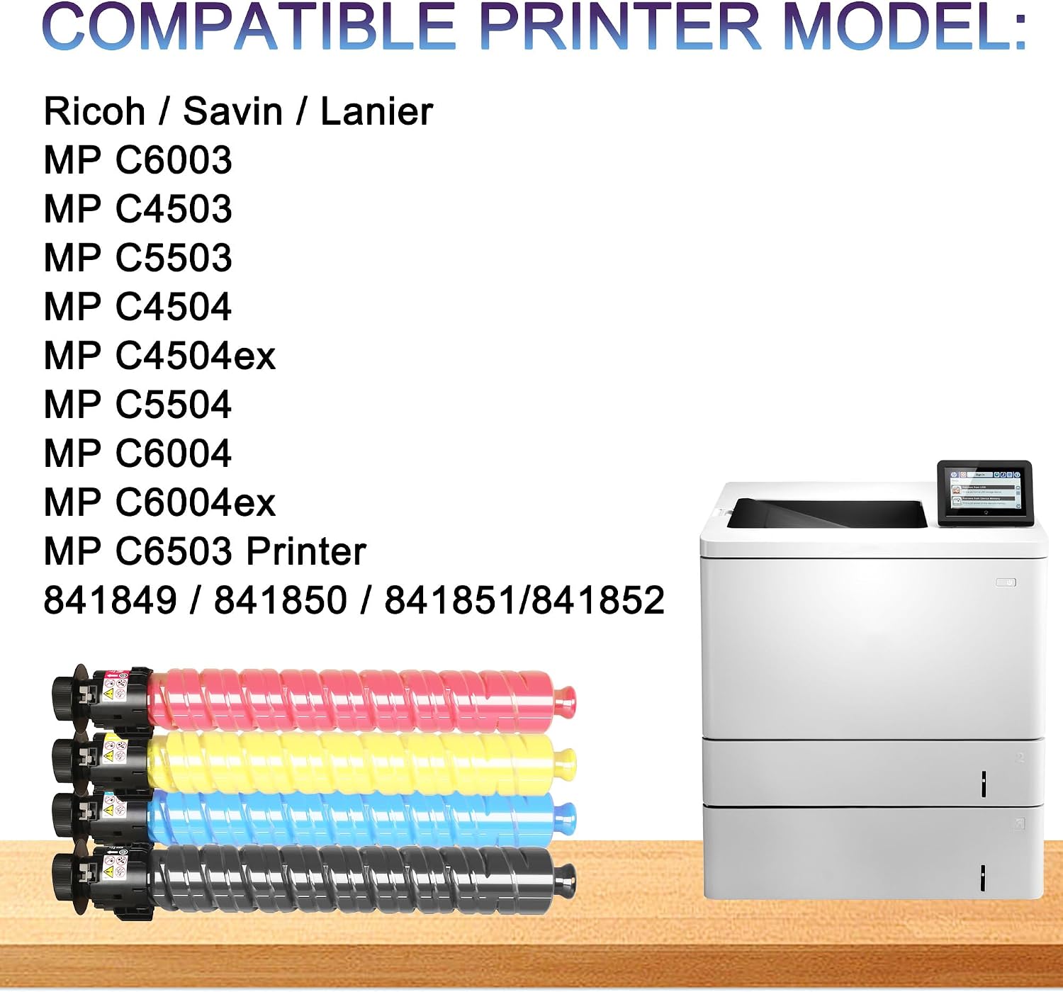 MP C6003 High Yield Toner Cartridge 4-Pack Replacement for RIC 841849 841852 841851 841850 for Lanier Savin Aficio MP C6003 MPC6003 MPC4503 MP C4503 MP C5503 MP C4504 MP C5504 MP C6004 Printer (CMYK)