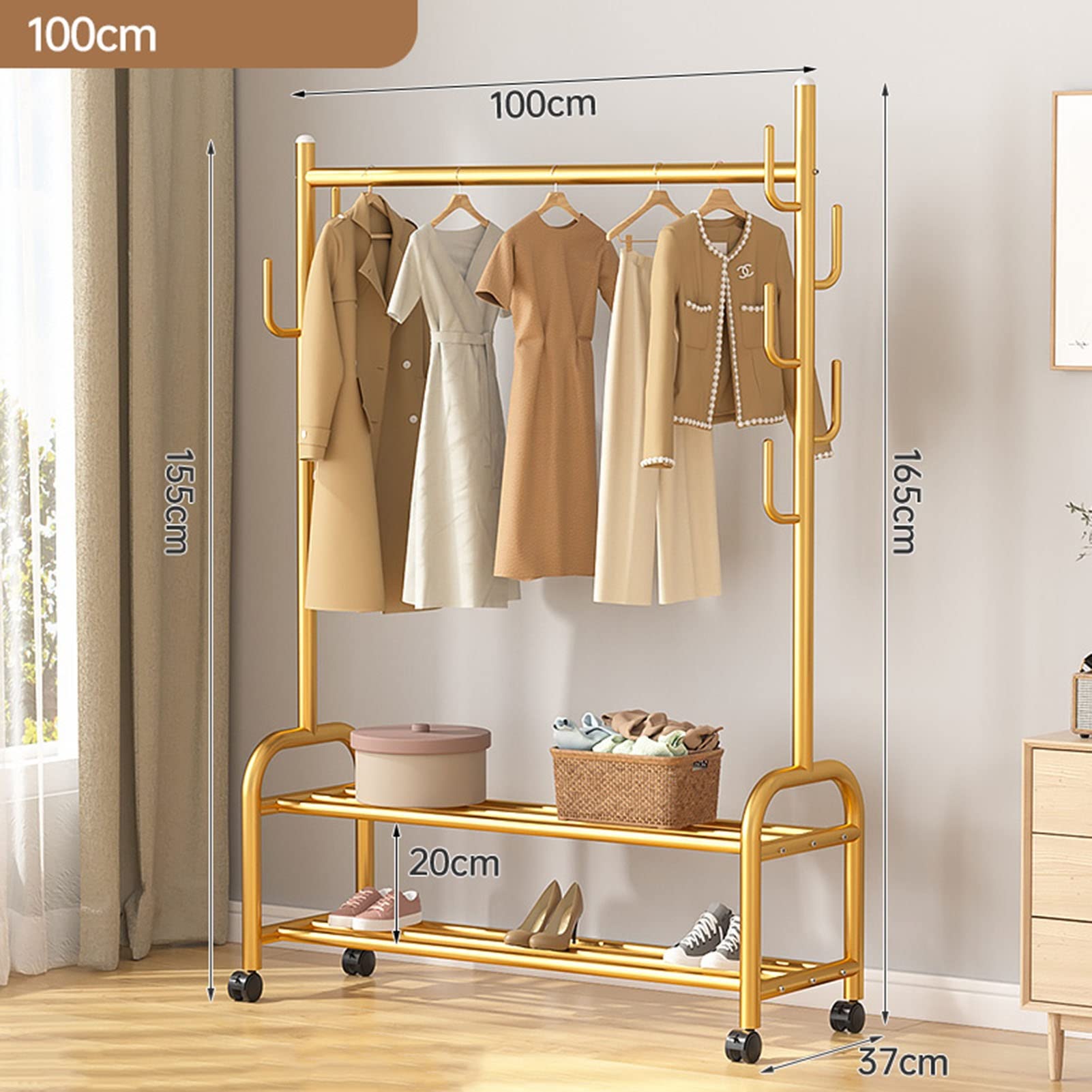360° Drehbare Freistehende Garderobe – Stabiler Kleiderständer Aus Metall, Gold, 45x180 Cm – Platzsparend, Einfache Montage, Für Kleidung & Accessoires Garderobe 360° Drehbar
