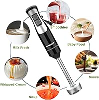 Vista 5 de Batidora de inmersión de mano, batidora de mano OUTRONSM con cuchillas SS gruesas de 4 puntos, espumador de leche, batidor de huevo para café