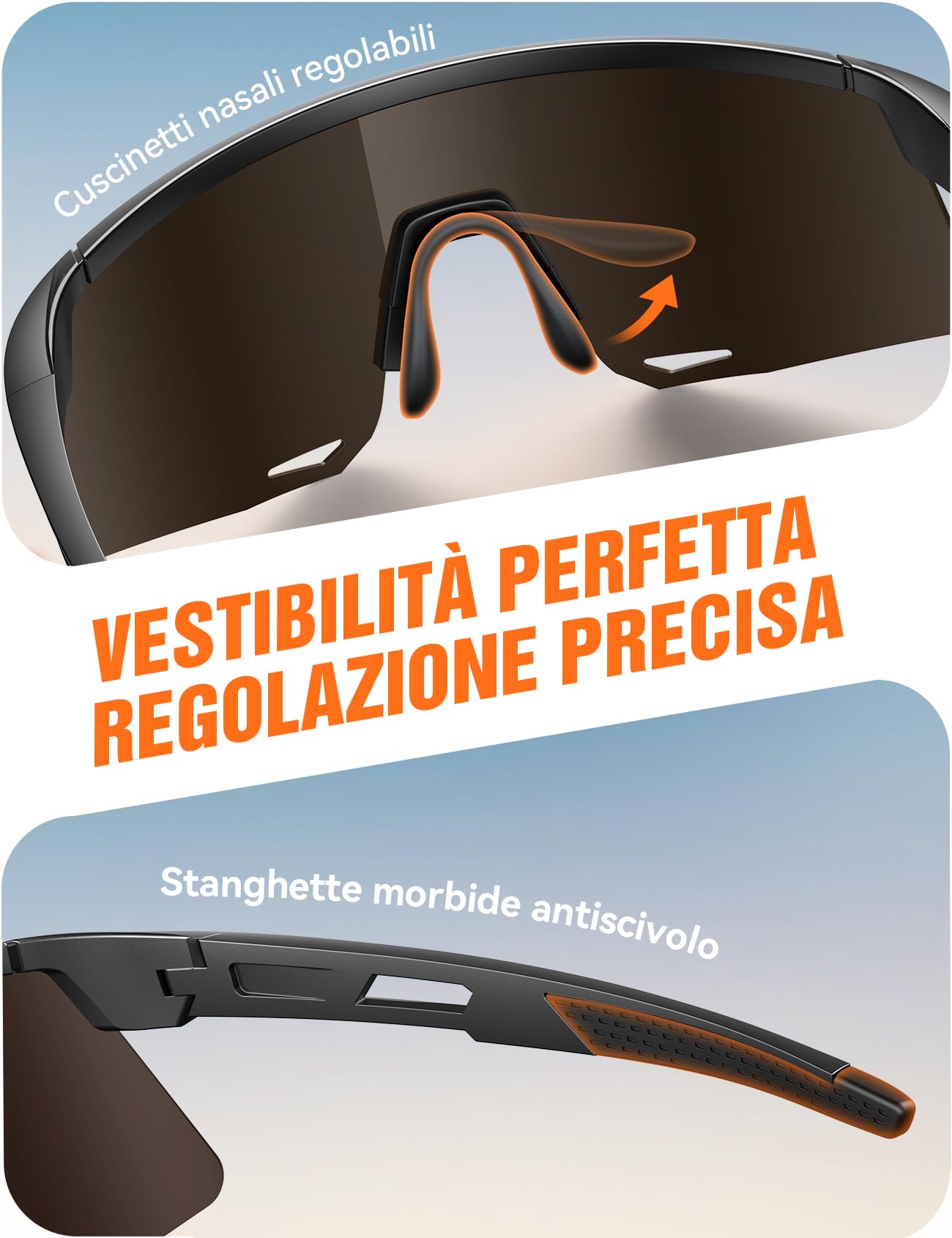 JOYROOM Occhiali Ciclismo Uomo e da Donna [Nasello Regolabile] [Anti-Appannamento] Occhiali Veloci da Sole Polarizzati Protezione UV400 Occhiali Sportivi in TR90 per Bicicletta Ebike Corsa Pesca