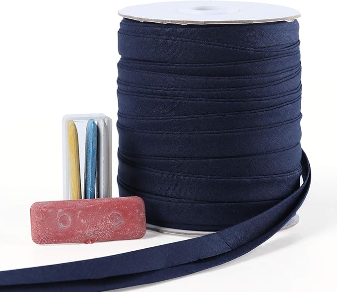 Bias Tape Double Fold 1/2 inch, Double Fold Bias Binding Tape 55 Yards (Navy Blue