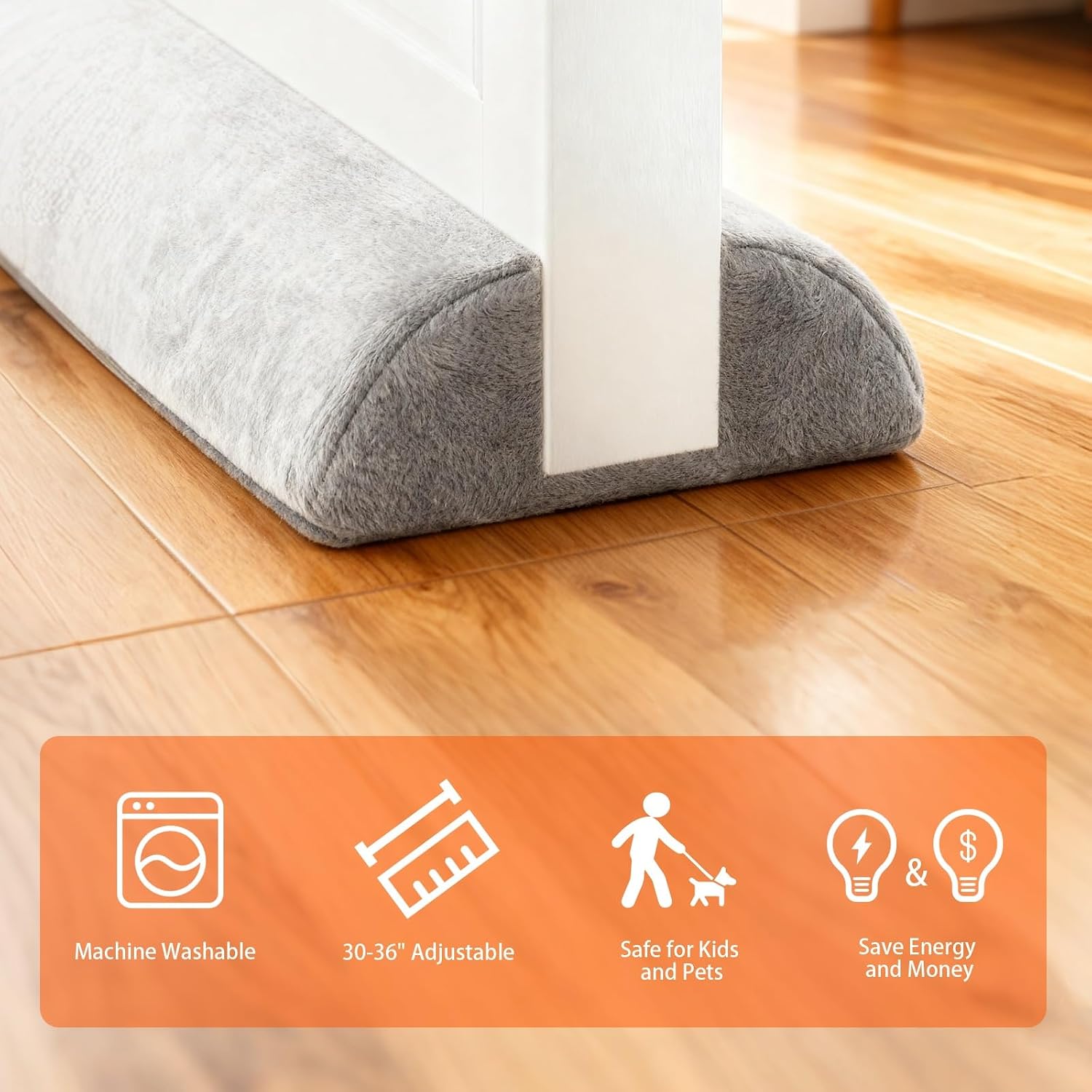GDHOMM Under Door Draft Stopper, Door Gap Filler for Bottom of Doors, Fits 30” 32” 34” 36” Door, Muffles Sound, Keeps The Draft Out,Block Cold Air, Wind, Bugs, Easy to Install