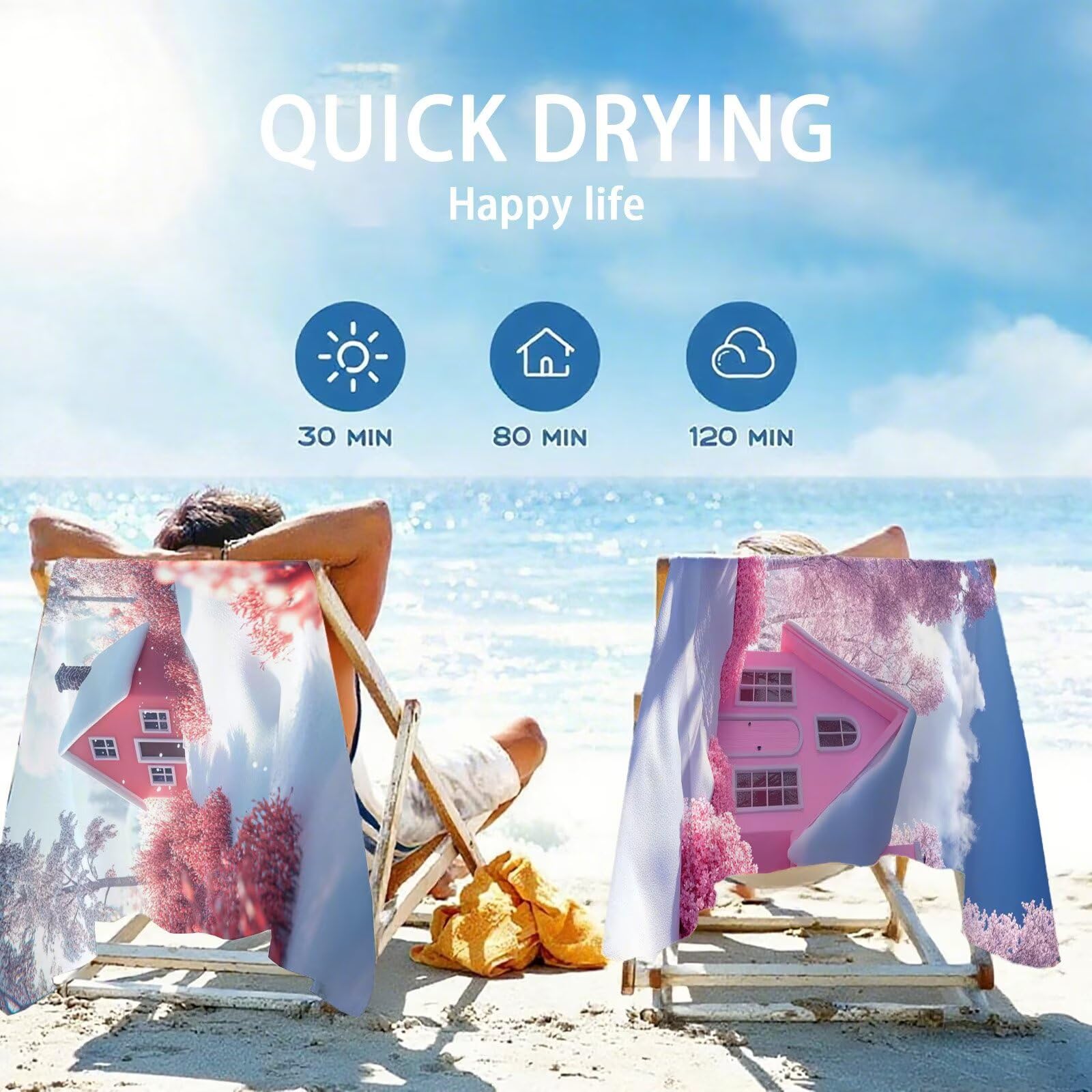 Ręcznik plażowy, śnieg, ręcznik z mikrofibry, ręcznik plażowy, XXL, 220 x 100 cm, 2 sztuki, nie zawiera piasku, super chłonny ręcznik sportowy, ręcznik do pływania, na podróż, urlop, do leżenia