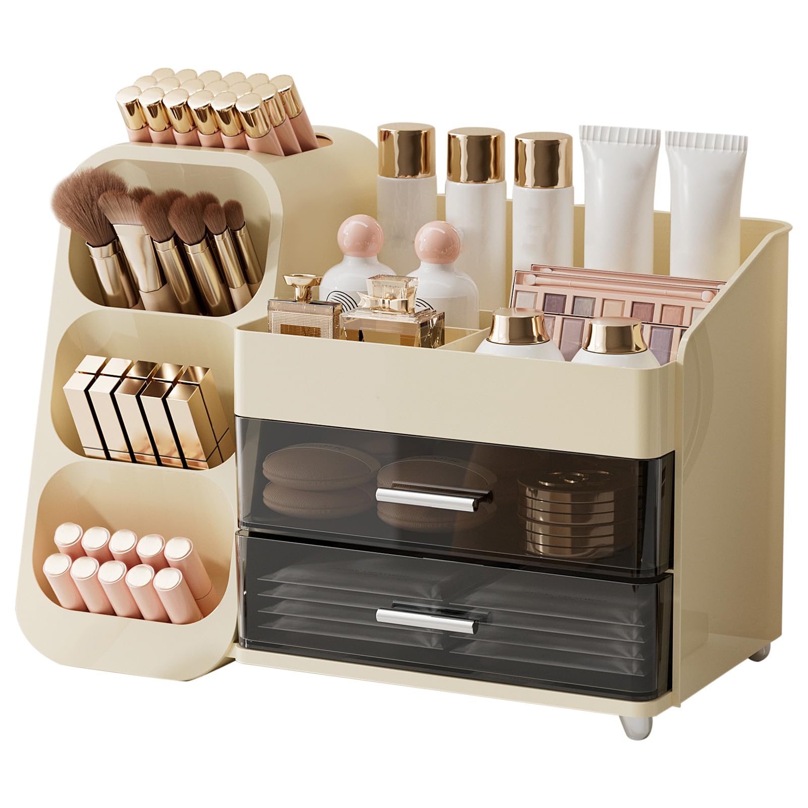 Organizzatore Per Trucco A 2 Cassetti – Ambra – Grande Contenitore Per Toeletta E Cura Della Pelle