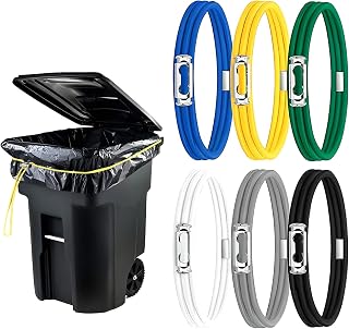 YENOVO 6 Pcs Large Rubber Bands for Trash Cans, Cord Lock Adjustable Garbage Can Bands Fits 40-96 Gallon Trash Cans, Multifunction Bungee Cords for Kitchen Home Office School Garbage