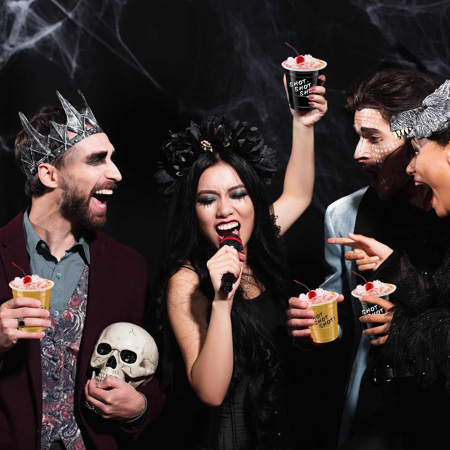 120 pcs Black And Gold Shot Glasses 2 oz Black Gold Plastic Shot Cups Happy New Year shot glasses for drinking Tastings served Snacks Jello Tastings and Samples - Image 5