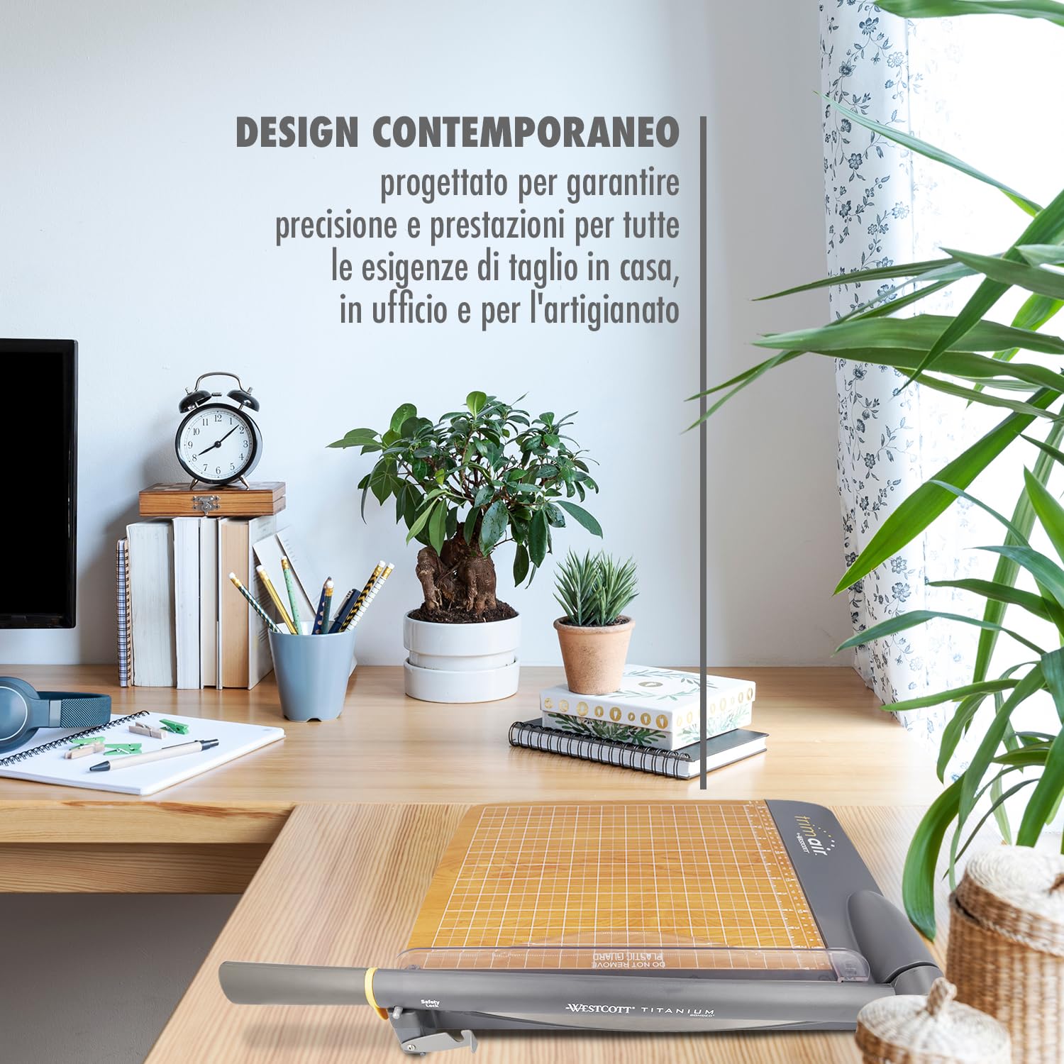 Westcott TrimAir Taglierina per carta 15" (38 cm) | Con anima in legno e lama rivestita in titanio | Taglierina a leva con griglia e scala graduata per un massimo di 30 fogli | 15107