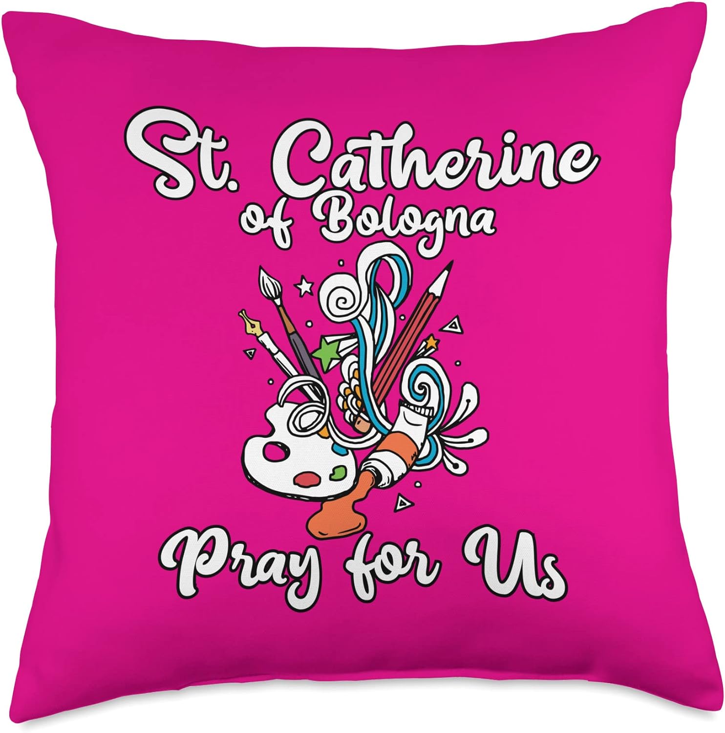 St Catherine of Bologna Patron Saint of Artists Gifts Art Throw Pillow