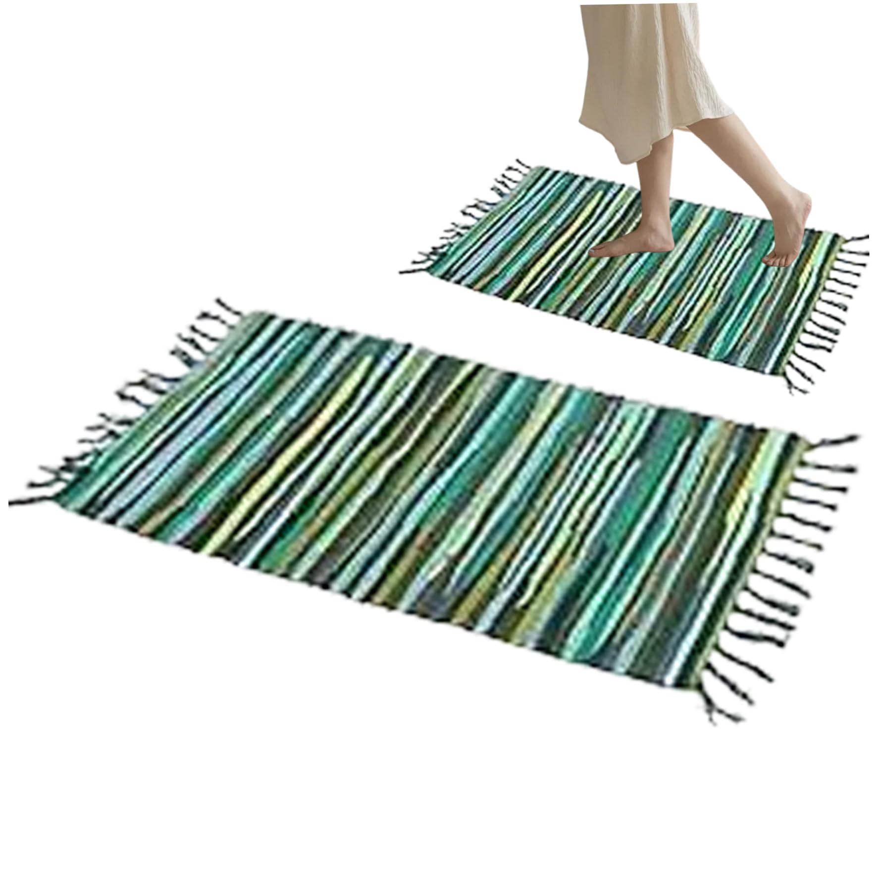 Tapis réversibles lavables Rague en maille tressée multicolore haute densité de 20x32 pouces