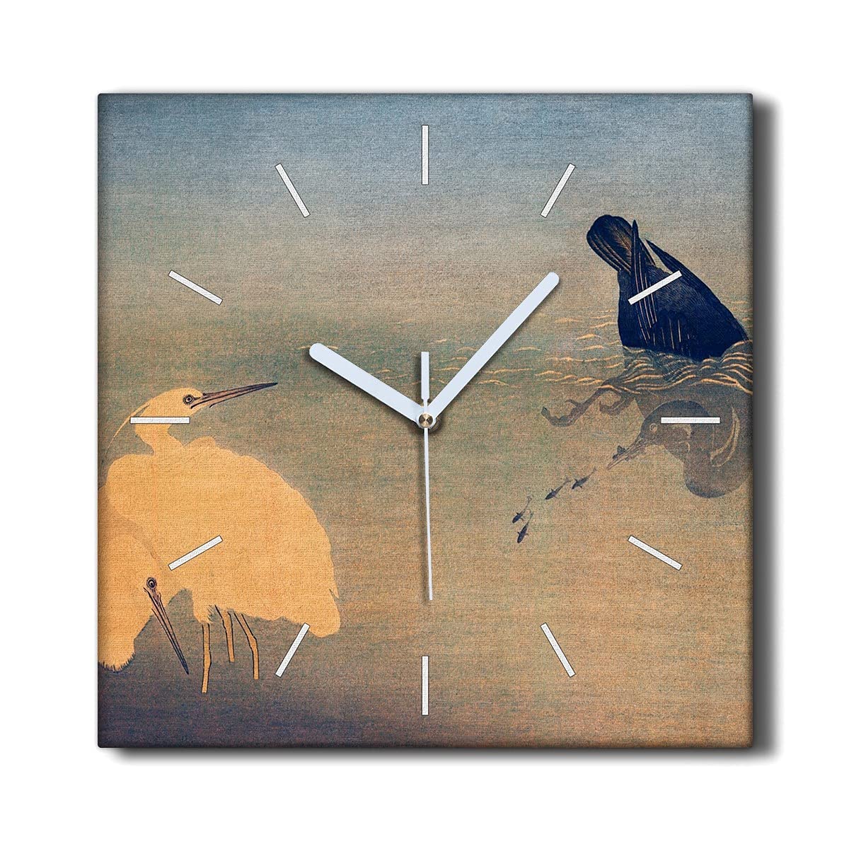 Horloge sur Toile silencieuse 30x30cm motif oiseaux d'eau impression haute définition