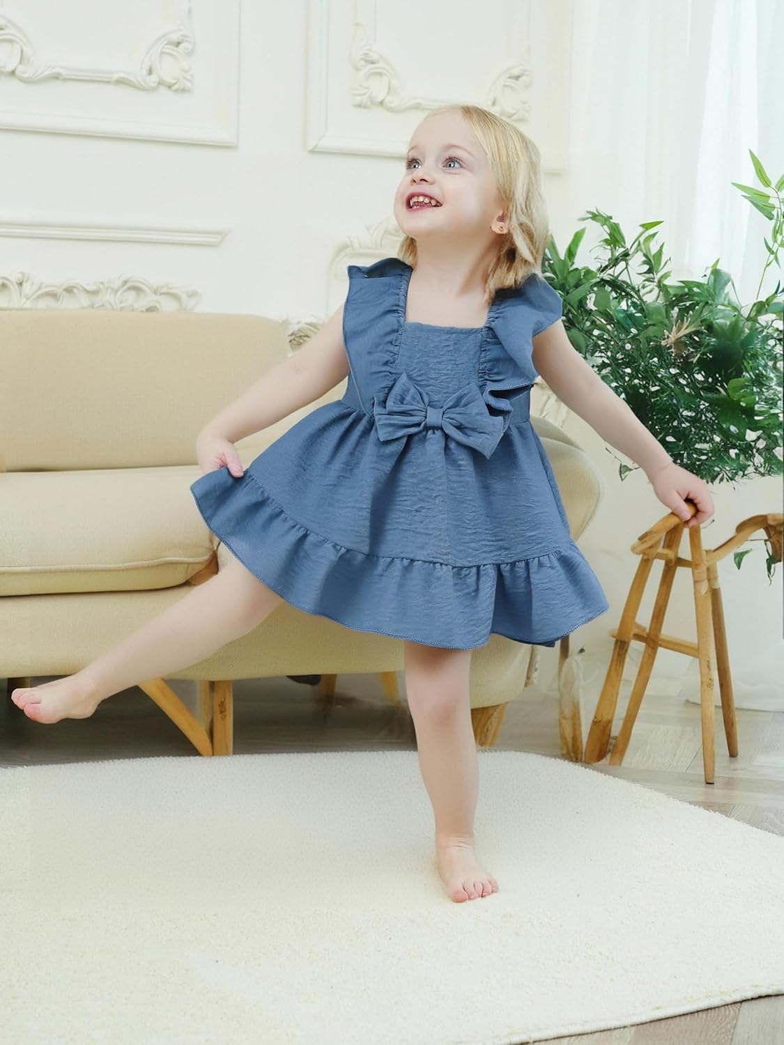 Renotemy Newborn Infant Baby Girl Dresses Summer Outfits Boho Casual Sundress Gifts Toddler Clothes for Girl with Hat and Bag - Image 3