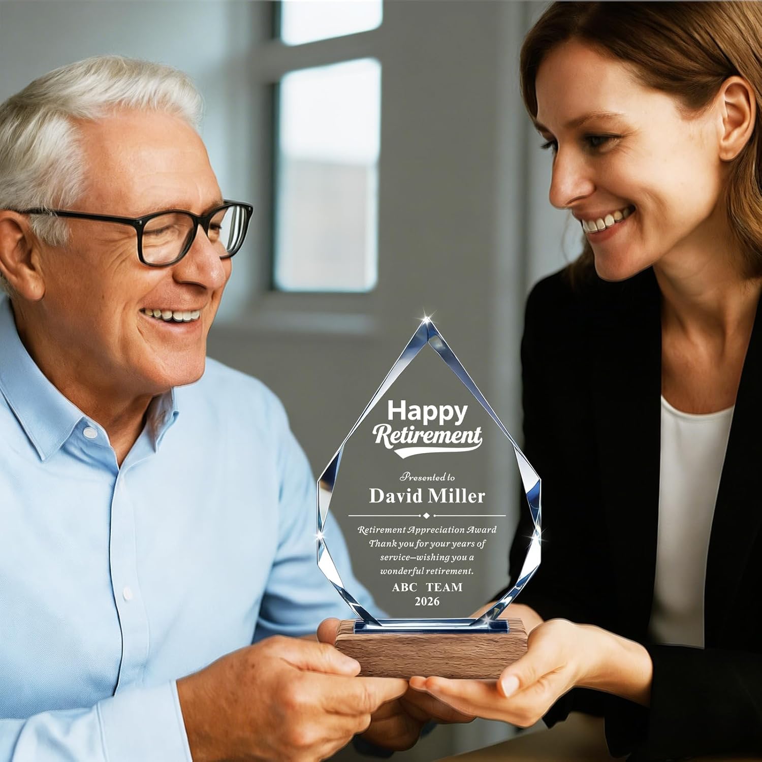 Custom Crystal Trophy Award-Personalized Trophy with Logo & Text, K9 Crystal Recognition Gift for Corporate,Employee Appreciation,Graduation Award,Years of Service,Academic Recognition Gift