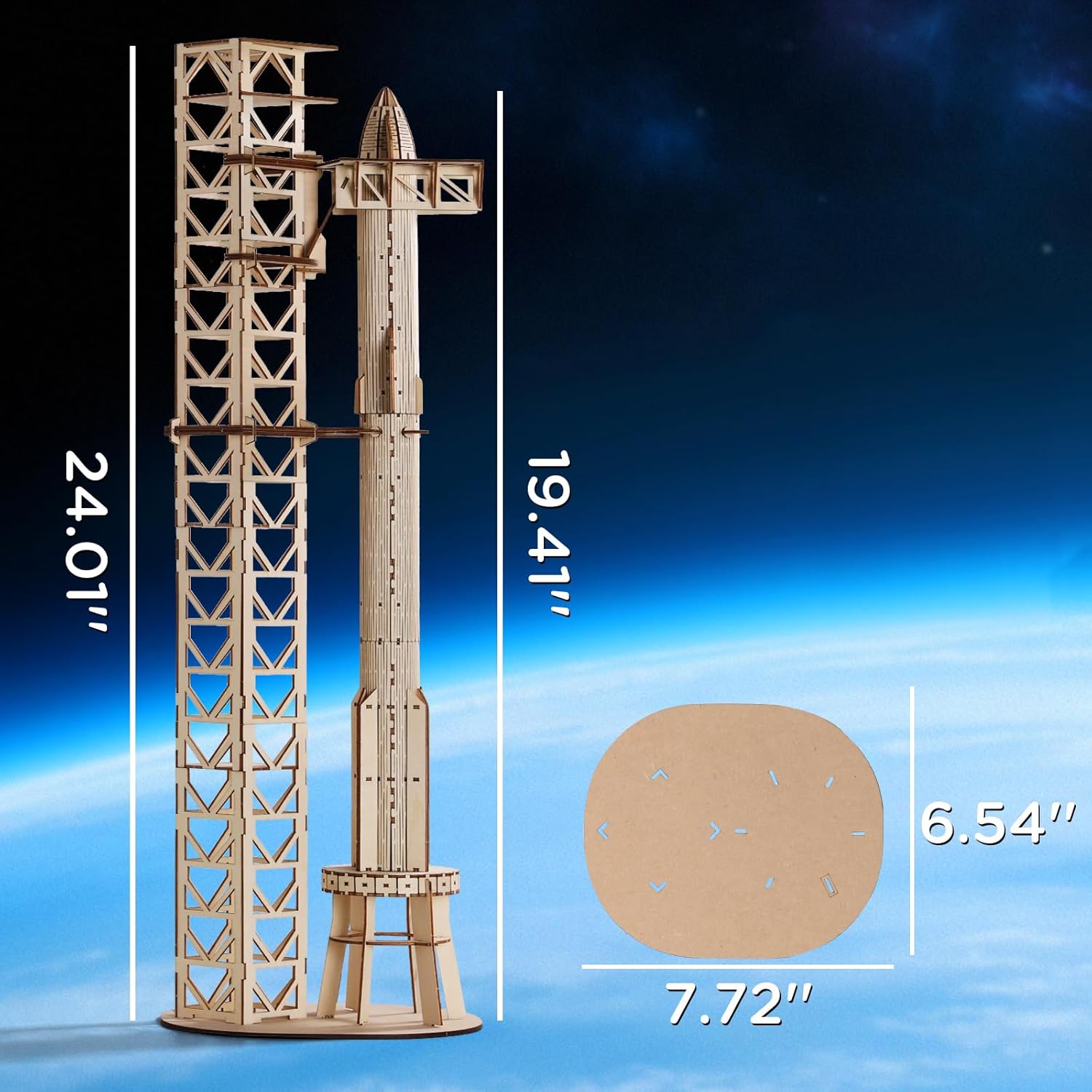 SainSmart Jr. 3D Wooden Puzzles for Adults - SpaceX Starship Super Heavy Booster, DIY Rocket Model Kit & STEM Educational Toy, Unique Desk Decor for Adults and Teenager Space Lovers