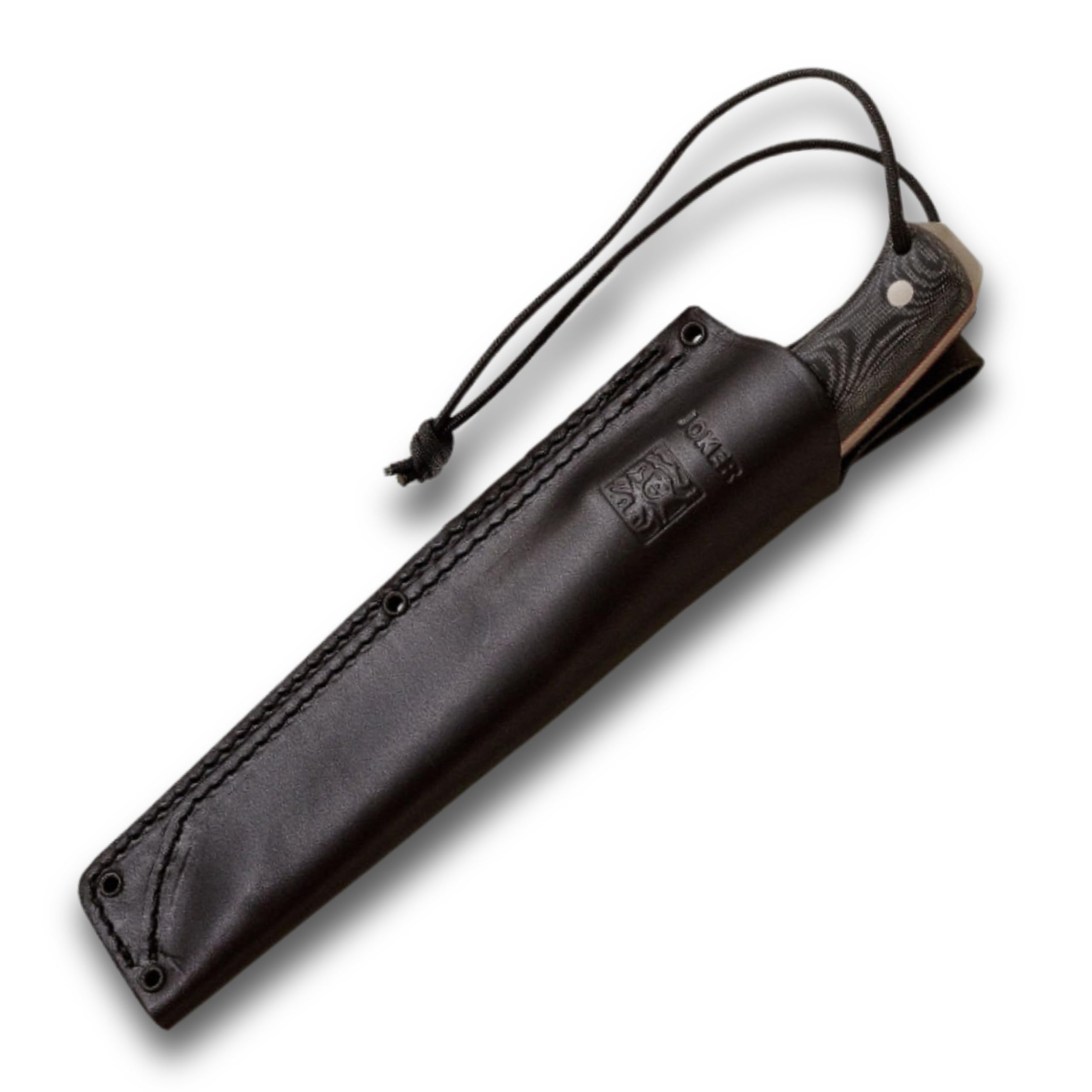 joker Coltello da caccia Nomad CV125, mango tela micarta, lama di 12,7 cm, fodero in pelle nera, include paracord, per la pesca, la caccia, il campeggio e l'escursionismo