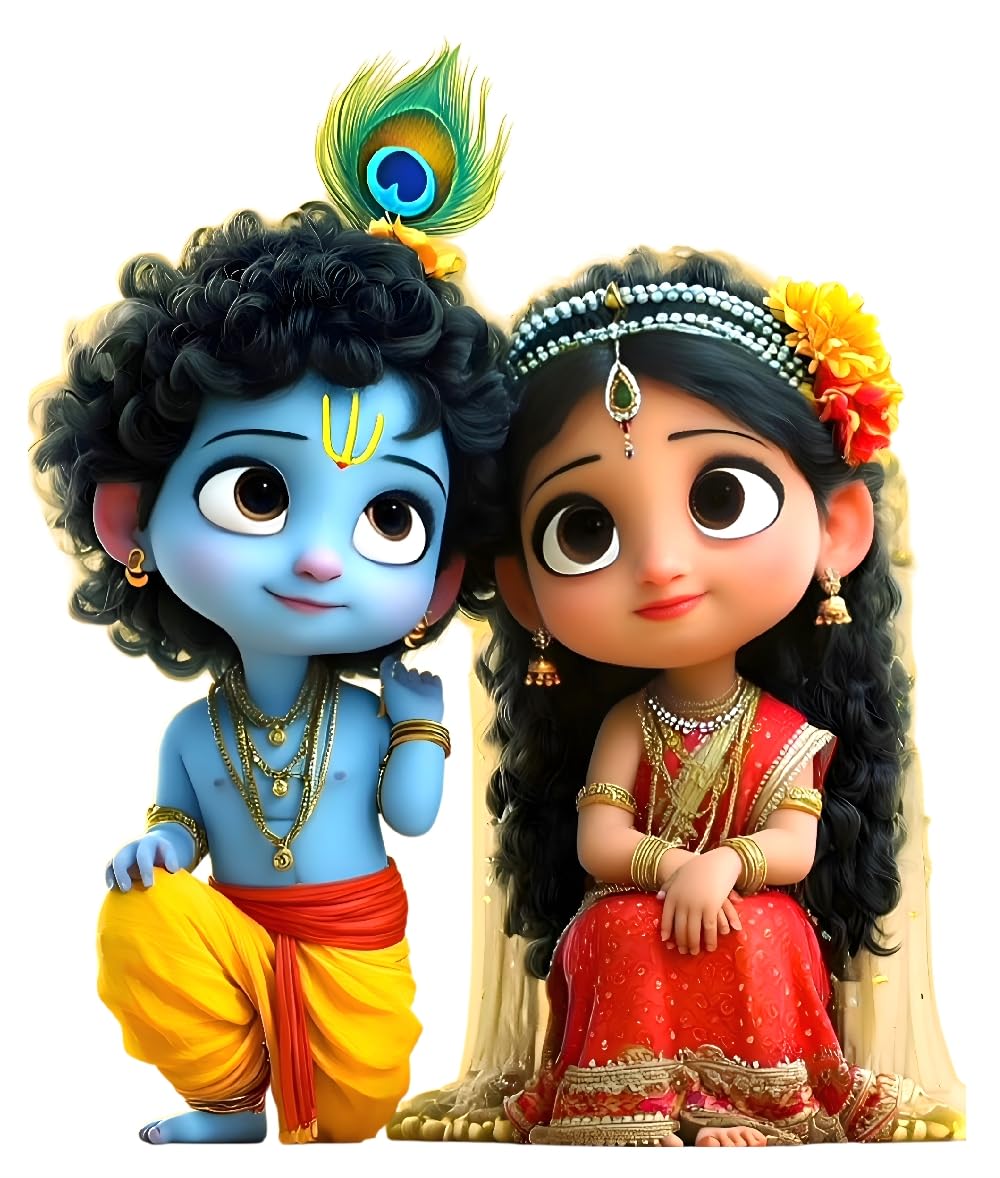 Akki Wold Vinyl Krishna Wall Sticker,Radha Krishna Wall Stickers for Wall,Bedroom,Krishna Stickers for Walls of Home,Multicolor (Size - 46 CM X 55 CM)