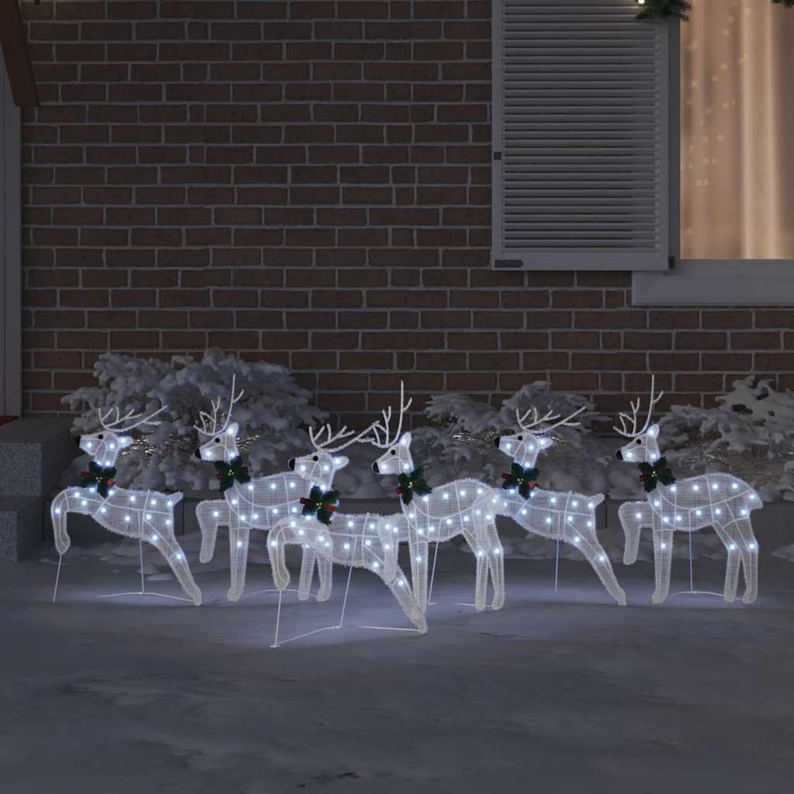 Gecheer LED Rentiere 6 pcs Weiß Stoff, Weihnachtsdekoration für Weihnachtsmarkt Festliche Eventdekoration Garten Rasen Terrasse Vorgarten Fassade3385898