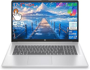 cefesfy Customized Laptop, Created Using HP 17.3" HD+ Touchscreen Laptop Intel 10-Core i7-1355U, Up to 64GB RAM, 2TB SSD, Backlit Keyboard, Wi-Fi 6, Windows 11 Home Business & Student Laptop