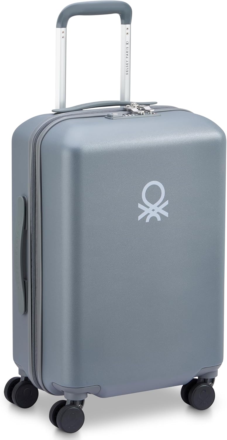United Colors of Benetton UCB Hardside Luggage with Spinner Wheels, Steel Grey, Carry-On 19 Inch
