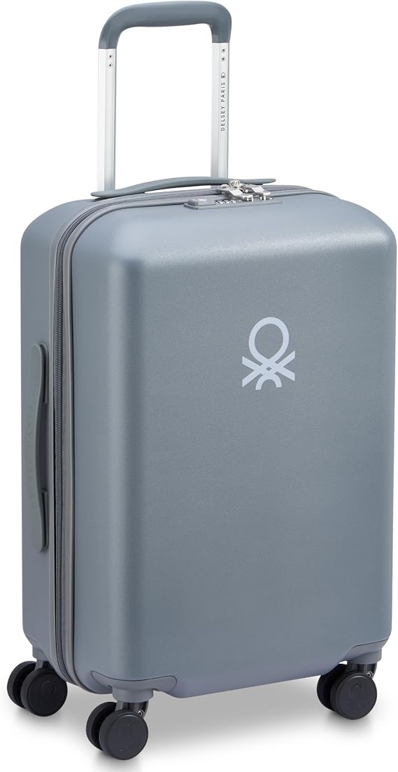 United Colors of Benetton UCB Hardside Luggage with Spinner Wheels, Steel Grey, Carry-On 19 Inch