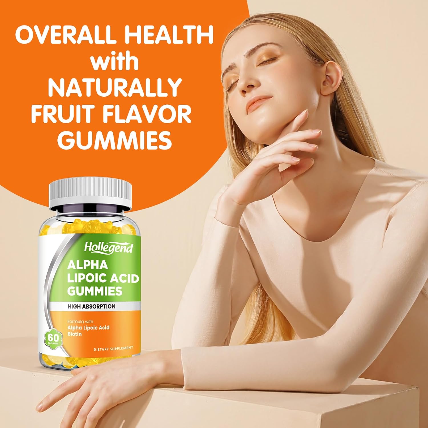 Alpha Lipoic Acid Gummies 1000Mg with Biotion, High Absorption Chewable ALA Supplement for Antioxidant, Brain Health and Nerve Support, Pineapple Flavor, Sugar Free, 120 Chews