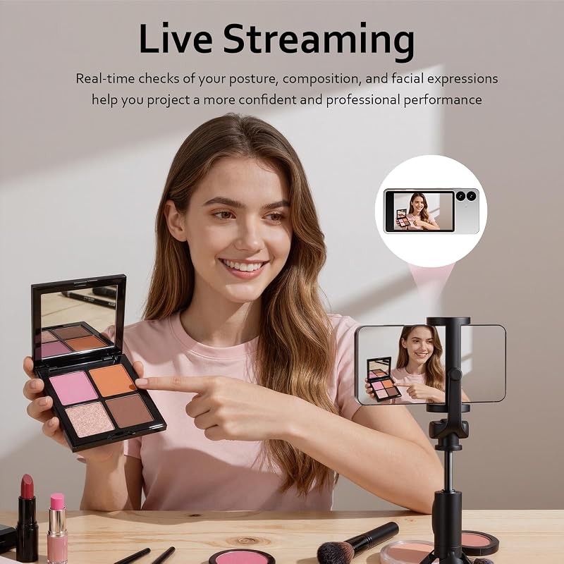 Monitor selfie magnetic pentru telefon mobil Bettdow de 3,97 inchi, ecran pentru cameră spate wireless cu difuzor pentru iPhone și Android, alb